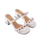 Blossom Block Heels in Hana White