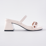 Blossom Block Heels in Hana White