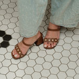 Blossom Block Heels in Hana Espresso