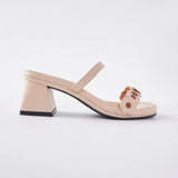Blossom Block Heels in Hana Beige