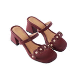 Blossom Block Heels in Hana Maroon