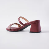 Blossom Block Heels in Hana Maroon