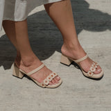 Blossom Block Heels in Hana Beige