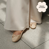 Classic Ballerina Flats in Glossy Beige