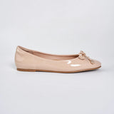 Classic Ballerina Flats in Glossy Beige