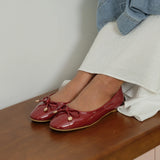 Classic Ballerina Flats in Glossy Maroon