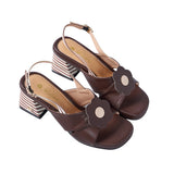 Capri Cross Block Mules in Brown