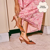 Classic Slingback Heels in Camel Brown