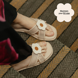 Hana Cross Sandals in Mesh Beige