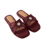 Hana Cross Sandals in Mesh Maroon