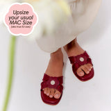 Hana Cross Sandals in Mesh Maroon