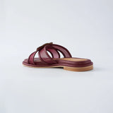 Hana Cross Sandals in Mesh Maroon