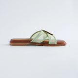 Hana Cross Sandals in Mesh Sage Green