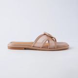Hana Cross Sandals in Mesh Beige