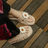 Hana Cross Sandals in Mesh Beige