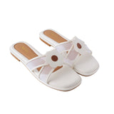 Hana Cross Sandals in Mesh White