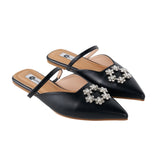 Hana Flats Mules in Jewel Black