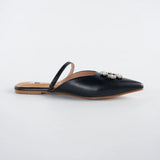Hana Flats Mules in Jewel Black