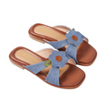 Harie Flats in Brown & Denim