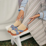 Harie Flats in Brown & Denim