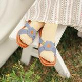 Harie Flats in Brown & Denim