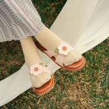 Harie Flats in Dusty Pink & Brown