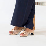 Kay Kitten Heels in Hana Polka Beige