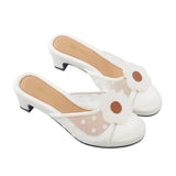 Kay Kitten Heels in Hana Polka White