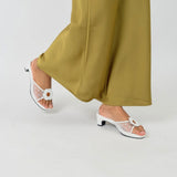 Kay Kitten Heels in Hana Polka White