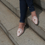 Loafer Mules in Hana Dusty Pink Cheongsam