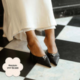 Lyra Hana Mules in Black Satin