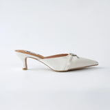 Lyra Hana Mules in Ivory Satin