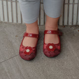 Mini Pointe Ballerina Flats in Hana Polka Maroon
