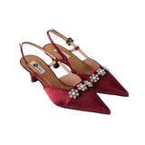 Pearl Slingback Heels in Jewel Maroon