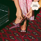 Pearl Slingback Heels in Jewel Maroon