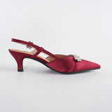 Pearl Slingback Heels in Jewel Maroon