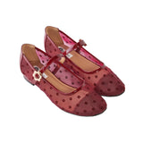 Pointe Ballerina Flats in Hana Polka Maroon