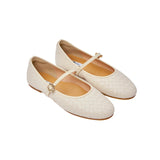 Pointe Ballerina Flats in Woven Beige