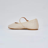 Pointe Ballerina Flats in Woven Beige