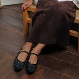 Pointe Ballerina Flats in Hana Polka Black
