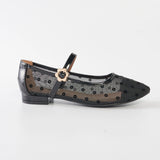 Pointe Ballerina Flats in Hana Polka Black
