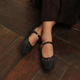 Pointe Ballerina Flats in Hana Polka Black