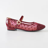 Pointe Ballerina Flats in Hana Polka Maroon