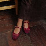 Pointe Ballerina Flats in Hana Polka Maroon