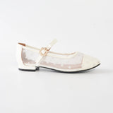 Pointe Ballerina Flats in Hana Polka White