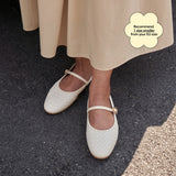 Pointe Ballerina Flats in Woven Beige