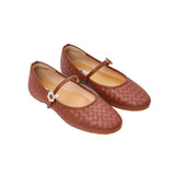 Pointe Ballerina Flats in Woven Brown