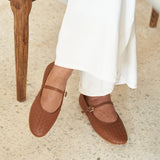 Pointe Ballerina Flats in Woven Brown