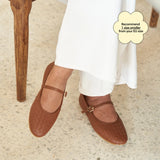 Pointe Ballerina Flats in Woven Brown