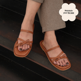 Refined Ribbon Sandals in Camel Brown